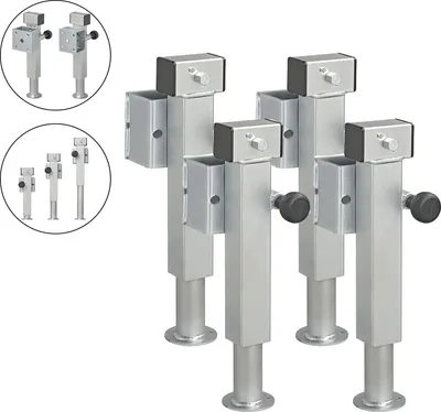 Produktbild von 4x Abstellstützen Anhängerstützen Stütze Schwenkstützen Anhänger Trailer Heckstücke Schwenkstütze 60x60mm klappbar SF60 D42 SW19 410-655mm 1300kg