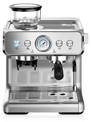 Produktbild von Espressomaschine Kaffeemaschine - Halbautomatisch 20 bar - Integrierte Kaffeemühle - Milchaufschäumer Dampflanze - Edelstahlgehäuse - Silber