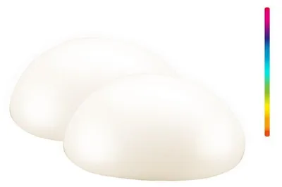 Zdjęcie produktu dla Goobay 80205 Zestaw 2 sztuk dekoracyjnych lamp solarnych LED w kształcie kamienia, 24 cm, rozmiar M, RGBW – zewnętrzna lampa solarna z funkcją RGB i 10 trybami świecenia, 10 lm białego światła, stopień ochrony IP44 do zastosowań zewnętrznych