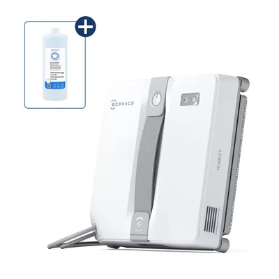 Produktbild von ECOVACS WINBOT Mini Fensterputzroboter Grau mit 1L Original Fensterreinigungsflüssigkeit