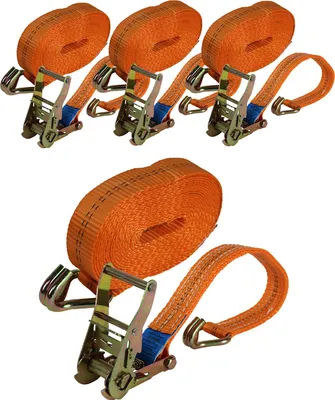 Produktbild von 4x Profi Ratschen Spanngurt Spanngurte Zurrgurt 2-tlg 6m 2t 2to 2000kg ORANGE