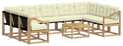 Produktbild von vidaXL Outdoor-Sofagarnitur mit Kissen 10 pcs Weiß und Creme
