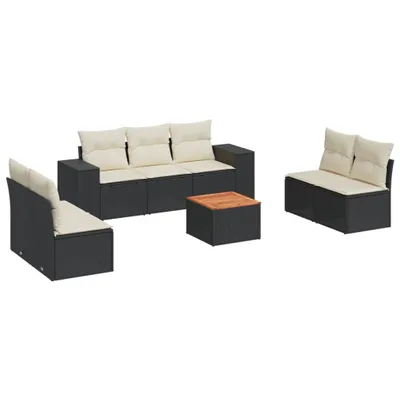 Produktbild von vidaXL 8-tlg. Garten-Sofagarnitur mit Kissen Schwarz Poly Rattan