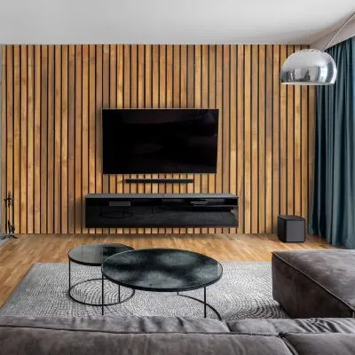 Produktbild von dedeco Wohnzimmerrückwand TV-Wand Wandpaneel Wohnrückwand Rückwand Tapetenersatz, Motiv: Holz V6, 250 x 100 x 0,5cm, Nano-Protect: matt, wasserfest, robust, als Wandverkleidung aus Hartschaum PVC