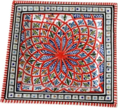 Zdjęcie produktu dla Czerwony kwadratowy talerz Bakir - L 24 cm