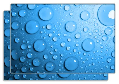 Produktbild von Wallario Frühstücksbrettchen 2er Set aus Glas, je 20 x 30 cm, mit rutschfesten Füßen, Motiv Wassertropfen auf Blau