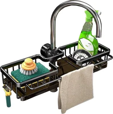 Produktbild von Badkamer-Organizer - Spoelbak-Organizer - Keuken-Accessoire - Afneembare Lekbak - 13 x 26 cm - Schwarz