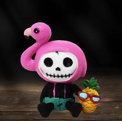 Produktbild von Furrybones "Flamingo Star" - Dekofigur Totenkopf Gothic Fantasy