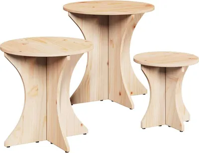 Image de Table basse 3 pcs Naturel
