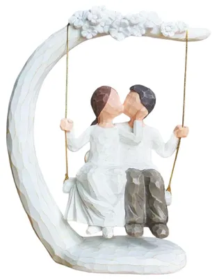 Obrázok produktu pre Romantické ručne maľované figúrky zamilovaného páru, 23 cm, darčeková dekorácia
