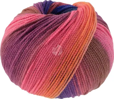 A ball of yarn with a gradient of colors.