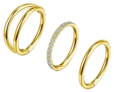 Produktbild von XFSRG 3 Stück Nasenpiercing Ring Doppelring Septum Nasenring Double Hoop Nasenring Clicker Ring Set für Damen Herren 16G mit 6 Mm 8 10 Mm (1.2 * 8mm) – Größe 1.2*8mm