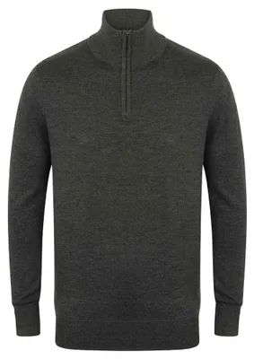 Produktbild von Henbury - Pullover mit kurzem Reißverschluss für Herren LT5714 (L) (Grau meliert)