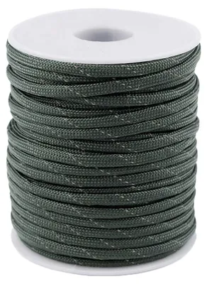 25 Meter Polyester-Schnur Reflektierende 4mm Universalseil Kordel Flechtschnur armeegrün