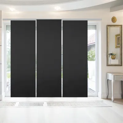 Immagine prodotto di Tenda a pannelli con nastro in velcro, carrello per pannelli e imbracature, (LxL) 60x245 cm in nero, tenda scorrevole opaca con velcro in molti colori