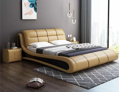 Produktbild von Luxus Polster Ehe Doppel Neu Schlafzimmer Design Bett Betten Textil Leder Hotel