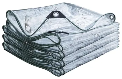 Zdjęcie produktu dla Przejrzysta plandeka z oczkami, 1x1,5 m, wykonana z PVC, wodoodporna