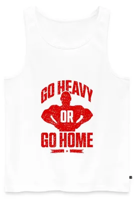 Produktbild von Spreadshirt Go Heavy Or Go Home Bodybuilding Fasching Männer Premium Tank Top, XXL, Weiß