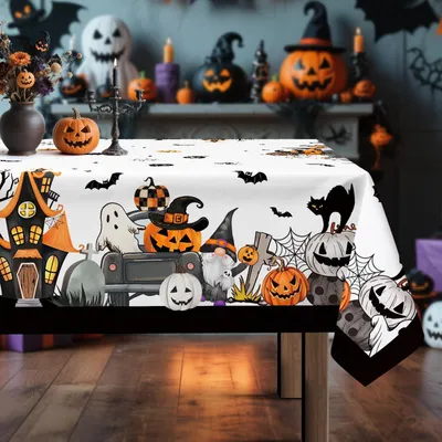 Obrázok produktu pre Halloween, obrus, obdĺžnikový, s motívom duchov a tekvíc