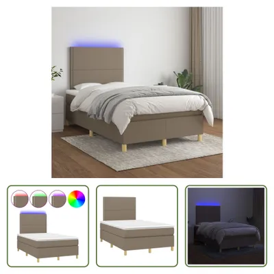 Produktbild von The Living Store Boxspringbett mit Matratze & LED Taupe 120x200 cm Stoff