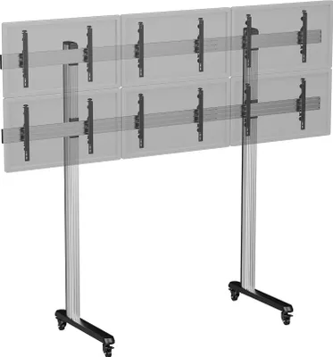 Image de Support TV sur pieds - 6 écrans 50''- 55'' - Hauteur 240 cm - A roulettes