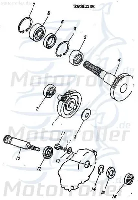 Produktbild von AEON Cobra 100 Zwischenrad Getriebe ATV 100ccm 2Takt 23420-117-000 Motorroller.de Getrieberad Getrieberitzel Zahnrad Getriebe Quad UTV