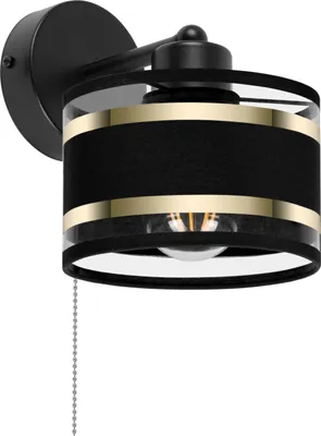 Produktbild von Schwarze Wandlampe Schnur-Zugschalter SHWAND-TI-1010SC-SC Wandleuchte
