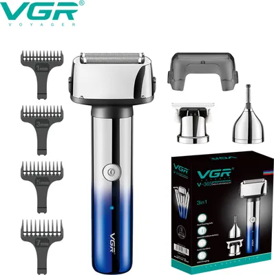 Obrázok produktu pre VGR365 3-v-1 recipročný holiaci strojček, strojček na obočie, elektrický strojček na strihanie vlasov s digitálnym LCD displejom