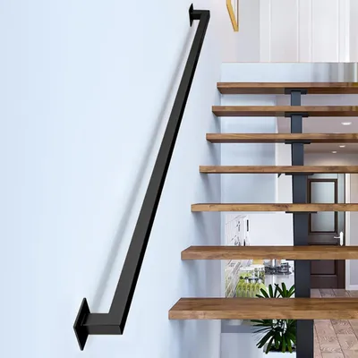Productafbeelding van Handgreep voor trap 240 cm - zwart, wandmontage
