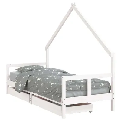Obrázek produktu pro Dětská postel se zásuvkami bílá 80x200 cm masivní borové dřevo