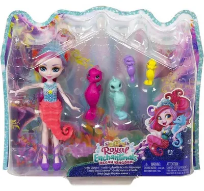 Image de Enchantimals poupee famille de sedda hippocampe - figurine 15 cm - animal - mattel hcf73