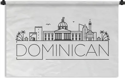 Produktbild von MuchoWow® Wandteppich Wandbehang Skyline "Dominikanische Republik" auf weißem Hintergrund 120x80 cm Tapisserie Dekoration Wandtuch - Wanddekorationen - Wandtücher