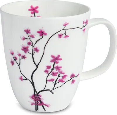 Produktbild von Becher, Tasse CHERRY BLOSSOM Kirschblüten für 400ml weiß rosa Porzellan TeaLogic