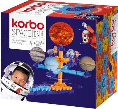 Produktbild von Konstruktionsspielzeug 131 Elemente: Baue gleichzeitig Rover, Raketen & ein Sonnensystem mit Zahnrad & 2 Roboterfiguren