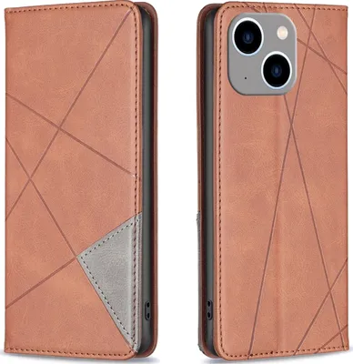 Produktbild von Mobigear Rhombus Slim iPhone 15 Plus Hülle Klapphülle - Braun