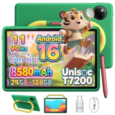 Produktbild von DOOGEE U11Kids 11" Tablet, Android 16,Gemini AI, 24(4+20)GB+128GB/2TB TF, 90Hz,8580mAh,WiFi Tablet für Kind mit Kindgerechte Hülle und Stift