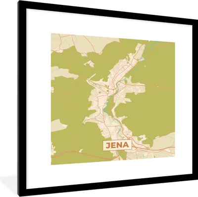 Produktbild von MuchoWow® Gerahmtes Poster Stadtplan - Jena - Stadtplan - Vintage 40x40 cm - Poster mit Schwarzem Bilderrahmen Wandposter Rahmen Foto Bilder - Poster - Plakat im Rahmen