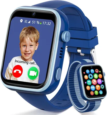 Produktbild von JoJoego 4G Kinder Smartwatch mit Videoanruf, GPS, SOS, IP68 wasserdicht, WiFi, Schulmodus, Schrittzähler und Sprachchat