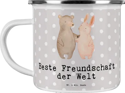 Produktbild von Mr. & Mrs. Panda Kaffeepott Hase Beste Freundschaft der Welt - Grau Pastell - Geschenk, Pott, Teetasse, Teebecher, Freundin, Freund, Haferl, Bff, Geschenkidee, Freunde