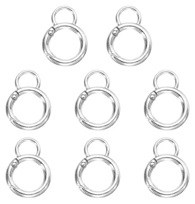 8 Karabinerhaken, Zinklegierung, Silber, für Taschen & Schlüssel