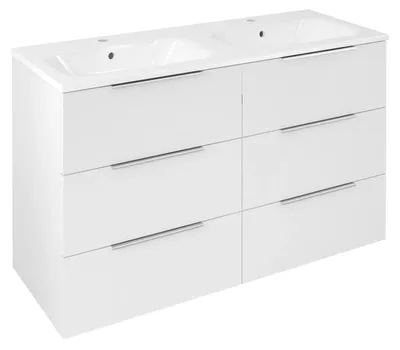 Immagine prodotto di Mobiletto CIRASA con doppio lavabo121x77x46cm, bianco lucido