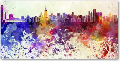 Produktbild von Tulup® Leinwandbild -100x50 cm - Wandkunst - Drucke auf Leinwand - Leinwanddruck  - Sehenswürdigkeiten & Architektur - Mehrfarbig - Buntes Chicago
