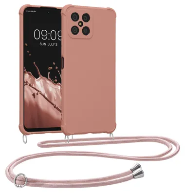 Produktbild von kwmobile Necklace Case kompatibel mit HONOR X8 Hülle - Cover mit Kordel zum Umhängen - Silikon Schutzhülle Perlmutt