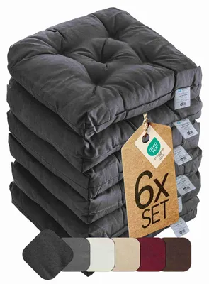Produktbild von Sitzkissen Stuhlkissen Indoor & Outdoor 6er Set 42x42 cm - Anthrazit - etérea Heidi Stuhl Kissen Auflage