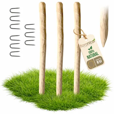 Produktbild von Floranica 3 x Zaunpfosten aus Haselnuss Höhe 90 cm Holzpfosten für Staketenzaun Kastanienzaun Holzpfähle Baumstütze Baumpfahl Stützpfosten