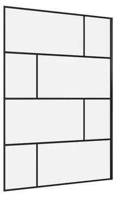 Produktbild von Duschwand 140×195 cm, Schwarz, Aluminium, 6 mm ESG, Siebdruck