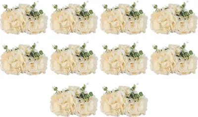 Image de Lot de 10 boules florales - Fleurs d'hortensias artificielles - Plastique - Décoration de table « Kissing Balls » - Pour les mariages et la décoration d'intérieur - Couleur champagne