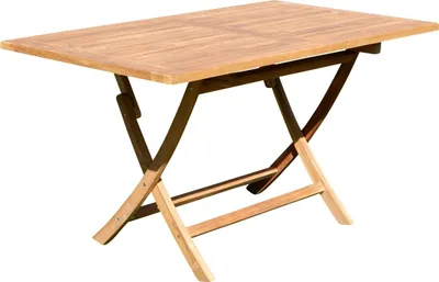 A wooden folding table on a white background.