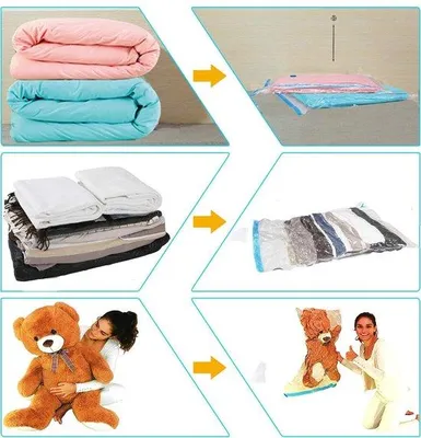Immagine prodotto di Resistenti sacchetti in tessuto e a cuscino, 100% a tenuta stagna, sacchetti sottovuoto extra per biancheria e lenzuola.
