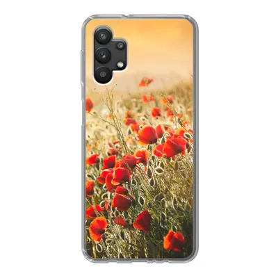 Produktbild von MuchoWow® Handyhülle Schutzhülle Hülle für Samsung Galaxy A32 5G Sonnenstrahlen über einem Mohnblumenstrauß Silikon Softcase Handy Hülle - Softcase